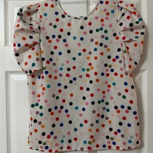 SHEIN Multicolor Polka Dot Puff Sleeve Blouse Size S